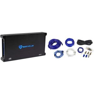 imageRockville dB15 6000 Watt Peak1500w RMS Mono 2 Ohm Amplifier Car Audio Bundle with Rockville RWK01 0 Gauge Complete Car Amp Wiring Installation Kit wRCAs
