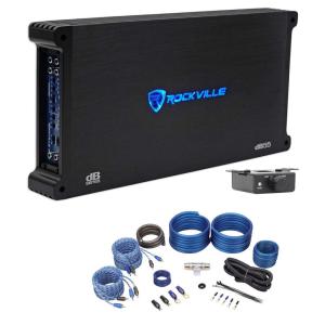 imageRockville dB55 Bundle 4000W Peak  980W RMS DynoCertified 5Channel Car Amplifier with Adjustable Crossover RWK42 4Gauge 4Channel Amp Wiring Installation Kit with 2 RCA Cables 2Items