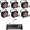 imageRockville BEST PAR 60 Bundle 6 Rechargeable RGBWA and UV Battery Wash Lights with Wireless DMX 13200mAh Power 9x6W LEDs ROCKFORCE W4 384Channel 24GHz DMX Lighting Controller with MIDI 7items