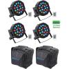 imageRockville Battery PAR 50 Bundle 4 Rechargeable RGB LED DMX DJ Wash UpLights 2 RLB90 Universal Travel Bags for Two Fixtures 6Items