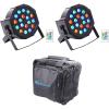 imageRockville Battery Par 50 Bundle 2 Rechargeable LED DMX DJ Wash Uplights with Remote RLB90 Universal Travel Bag Fits 2 Par Lights with Controller and Cables 3Items