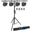imageRockville Battery Par 50 Bundle 4 Rechargeable LED DMX Wash Uplights with Remote RVCS2 CrankUp Speaker Stand with Bag RCS52 Adjustable Lighting Cross Bar 575 ft 6Items