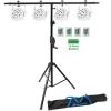 imageRockville Battery Par 50 Bundle 4 White Rechargeable LED DMX Wash Uplights with Remote RVCS2 HeavyDuty CrankUp Tripod Speaker Stand with Bag RCS52 Adjustable Lighting Cross Bar Stand 6Items