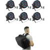 imageRockville Battery Par 50 Bundle 6 Rechargeable LED DMX RGB Uplights with Remote 18 x 1W LEDs 4400mAh Battery RLBP6 Padded Backpack with Dividers amp Straps 7Items
