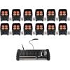 imageRockville Best PAR 50 Bundle 12 Rechargeable Par Can Wash Lights with Wireless DMX RGBWA UV ROCKFORCE W4 384Channel Wireless DMX Lighting Controller with MIDI 13Items