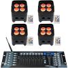 imageRockville Best PAR 50 Bundle 4 Rechargeable Par Can Wash Lights Wireless DMX RGBWA UV ROCKFORCE W2 192 Channel Wireless DMX Lighting Controller 5Items