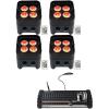 imageRockville Best PAR 50 Bundle 4 Rechargeable Par Can Wash Lights Wireless DMX RGBWA UV ROCKFORCE W4 384 Channel Wireless DMX Lighting Controller with MIDI 5Items
