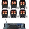 imageRockville Best PAR 50 Bundle 6 Rechargeable Par Can Wash Lights wWireless DMX RGBWAUV ROCKFORCE W2 192Channel Wireless 24GHz DMX Lighting Controller 7Items