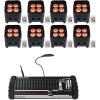 imageRockville Best PAR 50 Bundle 8 Rechargeable par can wash Lights with Wireless DMX RGBWA UV ROCKFORCE W4 384 Channel DMX Lighting Controller with MIDI 9Items