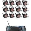 imageRockville Best PAR 60 Bundle 12 Rechargeable Par Can Wash Lights with RGBWA UV Wireless DMX ROCKFORCE W2 Wireless 24GHz DMX Controller 13Items