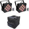 imageRockville Best PAR 60 Bundle 2 Rechargeable Wireless DMX RGBWAUV LED Wash Lights RLB40 Padded Travel Bag 3Items