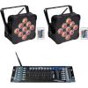 imageRockville Best PAR 60 Bundle 2 Rechargeable Wireless DMX RGBWAUV LED Wash Lights ROCKFORCE W2 192Channel Wireless DMX Lighting Controller 3Items