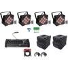imageRockville Best PAR 60 Bundle 4 Rechargeable Par Can Lights with Wireless DMX RGBWAUV 2 RLB40 Bags 2 LC70 C Clamps ROCKFORCE DMX Controller RDX3M25 Cable 10Items