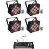 imageRockville Best PAR 60 Bundle 4 Rechargeable Par Can Wash Lights wWireless DMX RGBWA UV ROCKFORCE W4 384Channel Wireless DMX Controller MIDI 5Items
