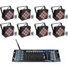 imageRockville Best PAR 60 Bundle 8 Rechargeable Par Can Wash Lights with Wireless DMX RGBWA ROCKFORCE W2 192 Channel Wireless 24GHz DMX Lighting Controller 9Items