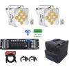 imageRockville Best PAR 60 White Bundle 2 RGBWAUV Battery Powered Wireless DMX Wash Par Lights RLB40 Travel Bag LC70 Mounting Clamps ROCKFORCE 192Channel DMX Controller RDX3M25 DMX Cable 7Items