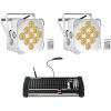 imageRockville Best PAR 60 White Bundle 2 RGBWAUV Battery Powered Wireless DMX Wash Par Lights ROCKFORCE W4 384Channel Wireless DMX Lighting Controller 3Items