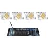 imageRockville Best PAR 60 White Bundle 4 RGBWA UV Battery Powered Wireless DMX Wash Par Lights ROCKFORCE W2 192 Channel 24Ghz Lighting Controller 5Items