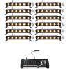 imageRockville Best Strip 60 Bundle 12 Black Rechargeable Wash Light Bars with Wireless DMX RGBWAUV ROCKFORCE W4 384Channel Wireless DMX Lighting Controller with MIDI 13Items