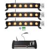imageRockville Best Strip 60 Bundle 3 Rechargeable RGBWA UV Wash Light Bars Black ROCKFORCE W4 384 Channel Wireless DMX Lighting Controller with MIDI Stage Lighting 4Items