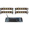 imageRockville Best Strip 60 Bundle 4 Rechargeable LED Wash Light Bars with Wireless DMX ROCKFORCE W2 192 Channel 24GHz Lighting Controller RGBWA and UV Sound Modes 5Items