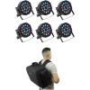 imageRockville RockPAR50 Bundle 6 RGB LED DMX Par Wash Lights with Dual Brackets RLBP6 Padded Backpack for Six Par Fixtures Sound Activated and Auto Programs 7Items