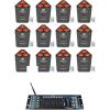 imageRockville RockWedge LED Bundle 12 54W RGBWAUV Rechargeable Wireless DMX Par Lights ROCKFORCE W2 192Channel 24GHz Lighting Controller True Wireless Battery Powered Stage 13Items