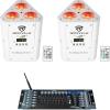 imageRockville RockWedge LED Bundle 2 RGBWAUV 54W Battery Powered Wireless DMX Par Wash Lights in White with Sound and Auto Modes ROCKFORCE W2 192 Channel 24GHz DMX Lighting Controller 3Items
