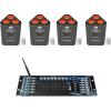 imageRockville RockWedge LED Bundle 4 54W RGBWAUV Battery Powered Wireless DMX Par Lights with Remotes Sound and Auto Modes ROCKFORCE W2 192 Channel 24GHz DMX Lighting Controller 5Items