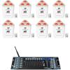 imageRockville RockWedge LED Bundle 8 RGBWA UV Rechargeable Wireless White Par Wash DJ UpLights ROCKFORCE W2 192 Channel Wireless 24Ghz DMX Lighting Controller 9Items