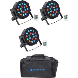 image3 Rockville Battery PAR 50 Rechargeable LED DMX DJ Wash UpLightsRemotesBag