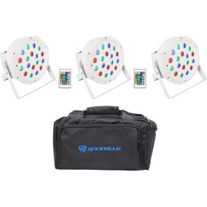 image3 Rockville Battery PAR 50 White Rechargeable LED DMX DJ Wash UpLightsBag