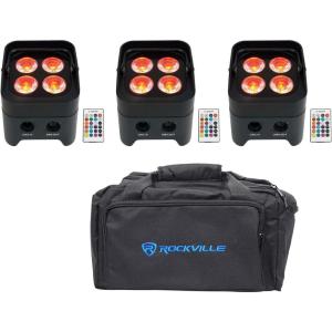 image3 Rockville Best PAR 50 Rechargeable Par Wash Lights Wireless DMXRGBWAUVBag