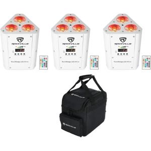 image3 Rockville RockWedge LED White RGBWAUV Rechargeable Wireless DMX LightsBag