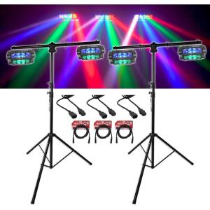 image4 Rockville Spyder LED Beam Moving Head DMX DJ Party Lights2 Tripod Stands