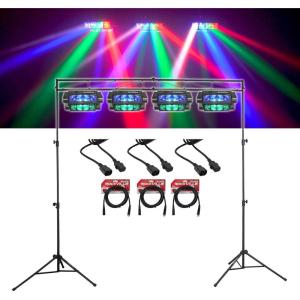 image4 Rockville Spyder LED Beam Moving Head DMX DJ Party Lights8 Ft Truss System