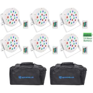 image6 Rockville Battery PAR 50 White Rechargeable LED DMX DJ Wash UpLightsBags