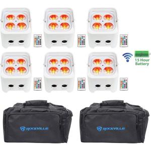 image6 Rockville Best PAR 50 White Rechargeable Par Lights Wireless DMXRGBWAUVBag