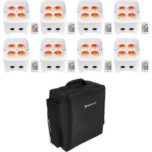 image8 Rockville Best PAR 50 White Rechargeable Wash Lights wWireless DMXBackpack