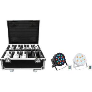 imageRockville Battery PAR 50 Bundle 10 Rechargeable LED DMX Wash Lights 2X Black 8X White Battery PAR 50 Charging Road Case Wireless Remote Control 11Items