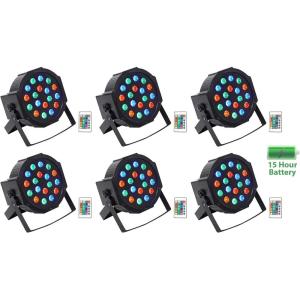 imageRockville Battery PAR 50 Bundle Rechargeable LED DMX RGB Wash Uplights with Remote Control 18x1W LEDs 4400mAh Battery Sound Activated  MasterSlave Modes 6Piece