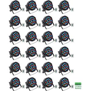 imageRockville Battery PAR 50 Rechargeable LED DMX Wash Uplight with IR Control Remote RGB Color Mixing for DJ Clubs Events Parties 24piece