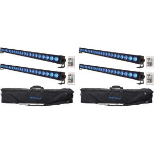 imageRockville Battery Strip 24 Bundle 4 Rechargeable RGBW LED DJ Wash Light Bars with DMX Remote Control 58Channel Programming 2 RLB60 Padded Travel Bags for Light Strips Wall Wash 6Items