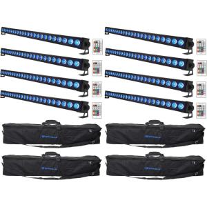 imageRockville Battery Strip 24 Bundle 8 Rechargeable RGBW LED DJ Wash Light Bars with DMX amp Remote 4 RLB60 Padded Travel Bags 12Items