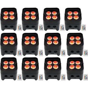 imageRockville Best PAR 50 24W Rechargeable Par Can Wash Light Wireless DMX 6in1 RGBWA UV LEDs 4400mAh Battery for DJs and Event Lighting 12Piece