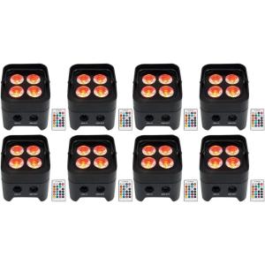imageRockville Best PAR 50 Rechargeable par can wash Light Wireless DMX RGBWA UV 6in1 LEDs BuiltinBattery IRC Remote Control for True Wireless DMX Control 8piece