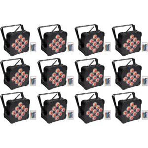 imageRockville Best PAR 60 60W Rechargeable Par Can Wash Light 24GHz Wireless DMX RGBWAUV 13200 mAh Battery Compact for DJs and Events 12Piece