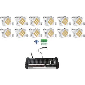 imageRockville Best PAR 60 Bundle 12 Battery Powered Wireless DMX Wash Par Lights RGBWAUV ROCKFORCE W4 384 Channel Wireless DMX Lighting Controller MIDI 13Items