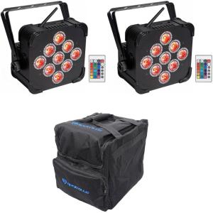 imageRockville Best PAR 60 Bundle 2 Rechargeable Wireless DMX RGBWAUV LED Wash Lights RLB40 Padded Travel Bag 3Items