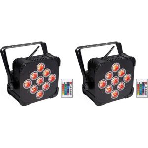 imageRockville Best PAR 60 Rechargeable Par Can Wash Light with Wireless DMX RGBWAUV LED Effects Battery Powered Design for DJ and Stage Events 2piece